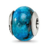 Sterling Silver Reflections Blue Crazy Lace Agate Stone Bead